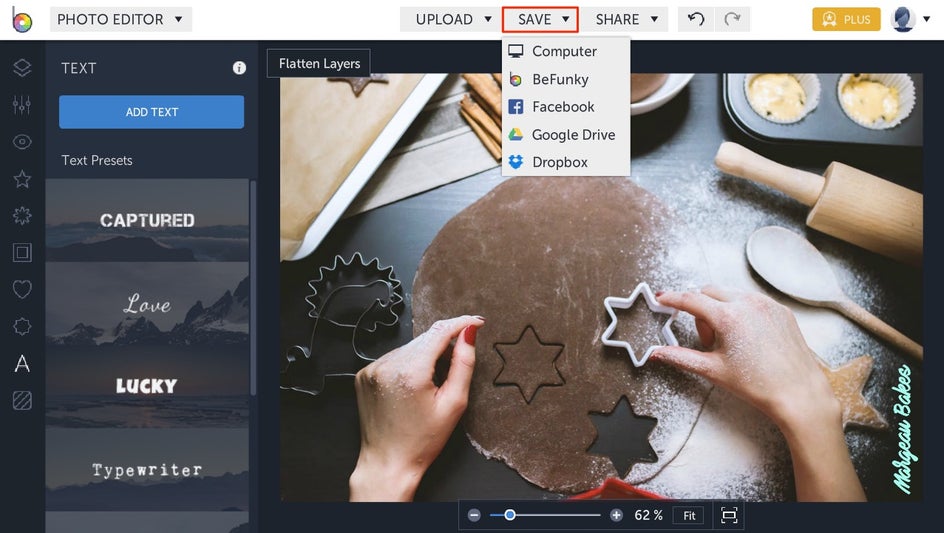 how to watermark photos in BeFunky