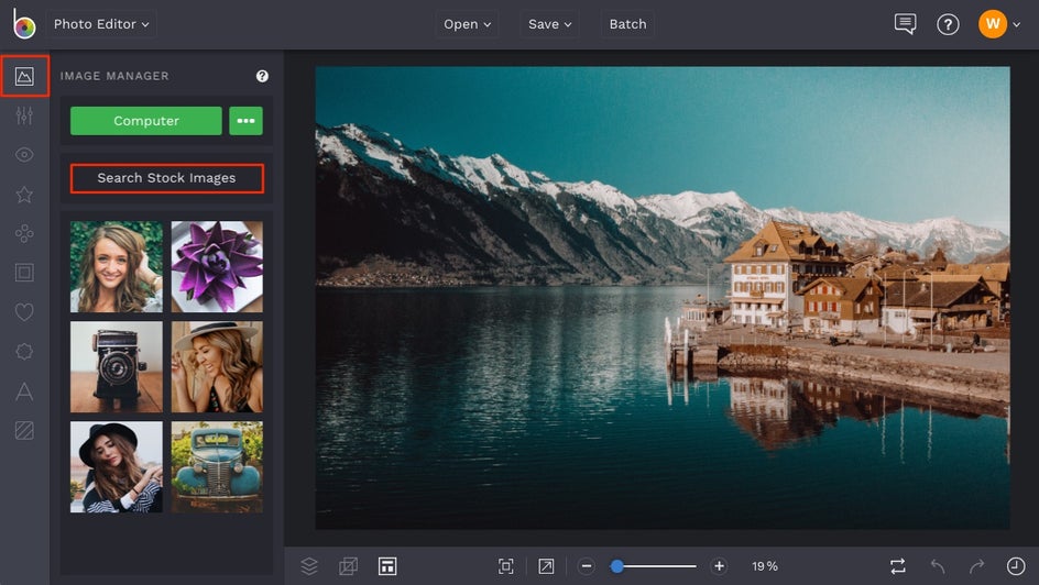 how to search stock image library in BeFunky