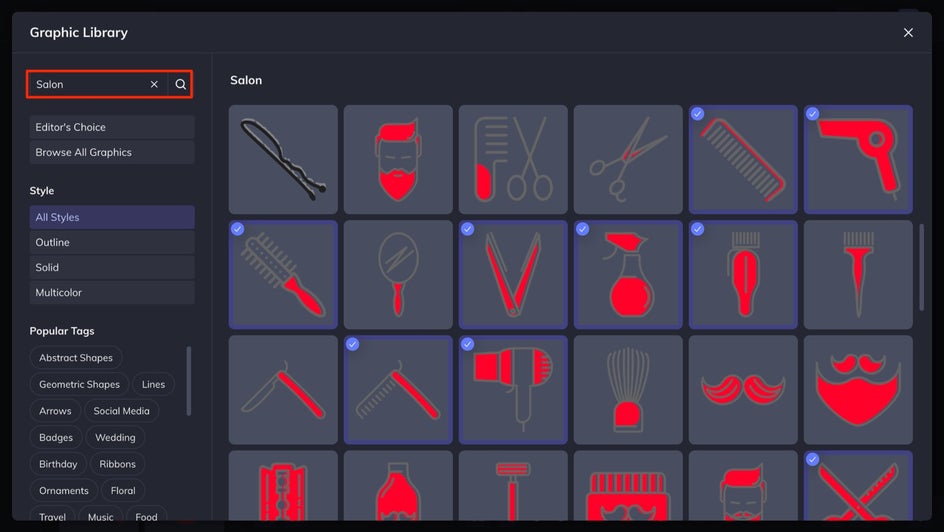choose graphics from library