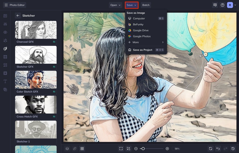 save color sketch effect